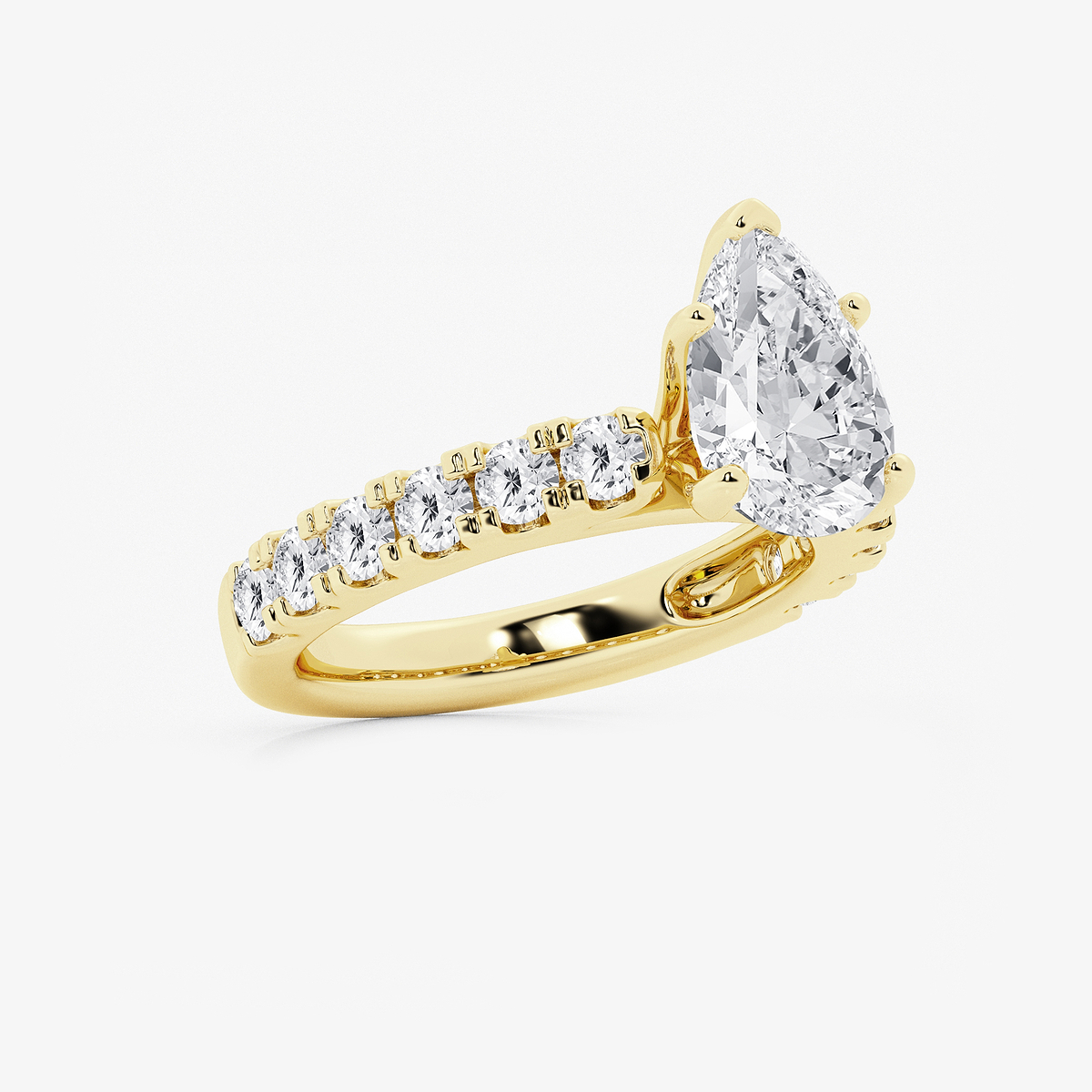 Additional Image 1 for  3 1/2 ctw Pear Lab Grown Diamond Engagement Ring with Split Prong Side Accents
