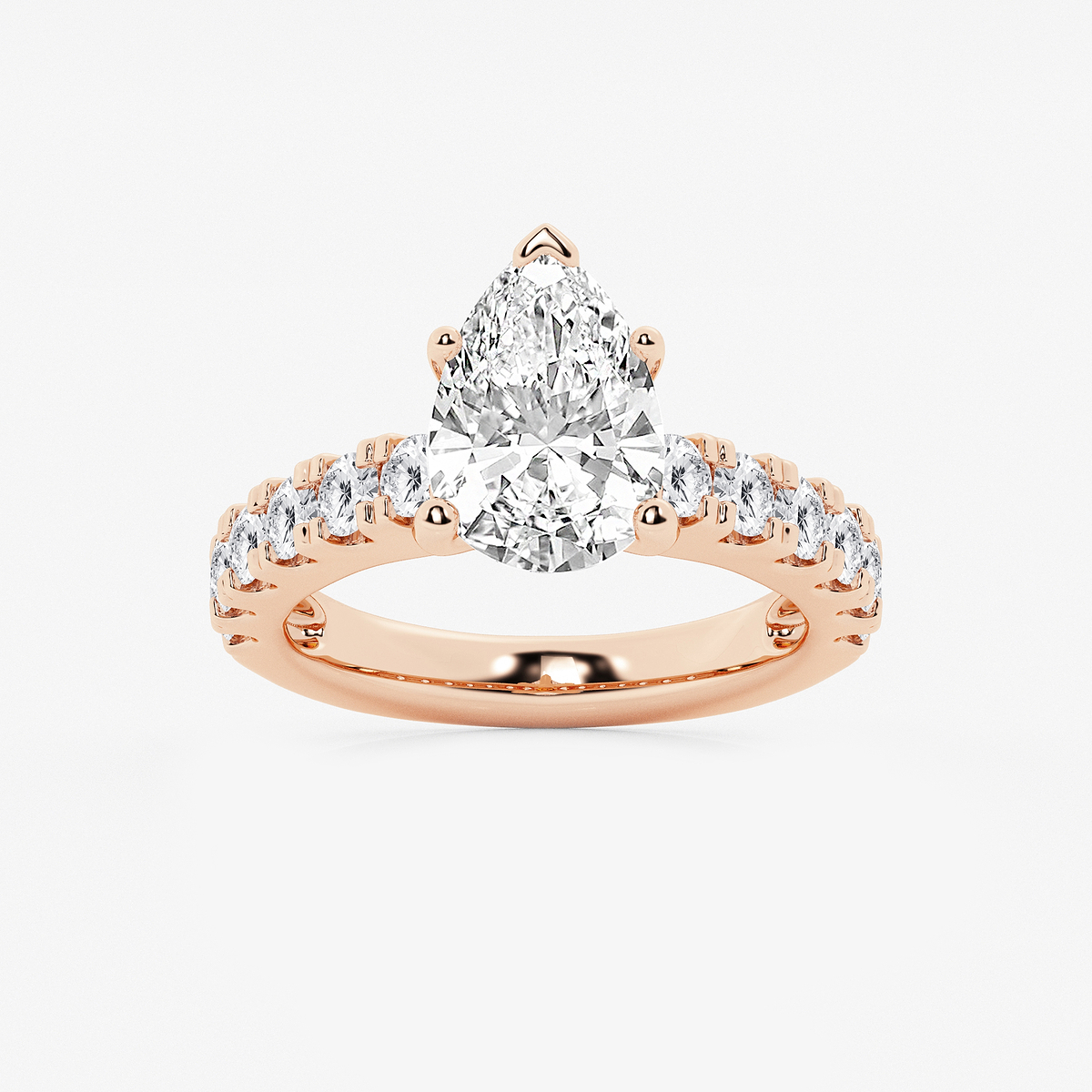 4 ctw Pear Lab Grown Diamond Engagement Ring with Split Prong Side Accents