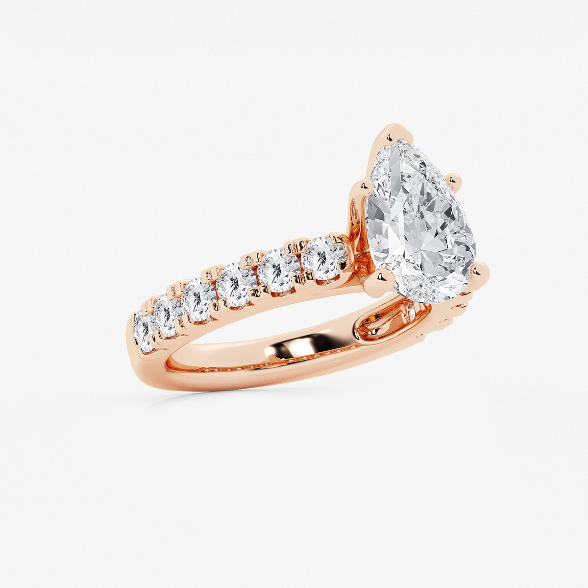 Additional Image 1 for  4 ctw Pear Lab Grown Diamond Engagement Ring with Split Prong Side Accents