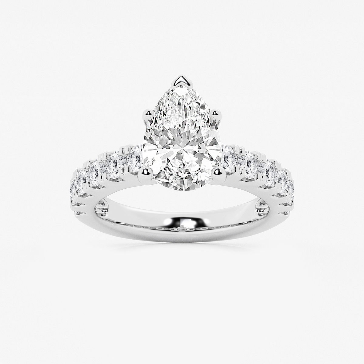4 ctw Pear Lab Grown Diamond Engagement Ring with Split Prong Side Accents