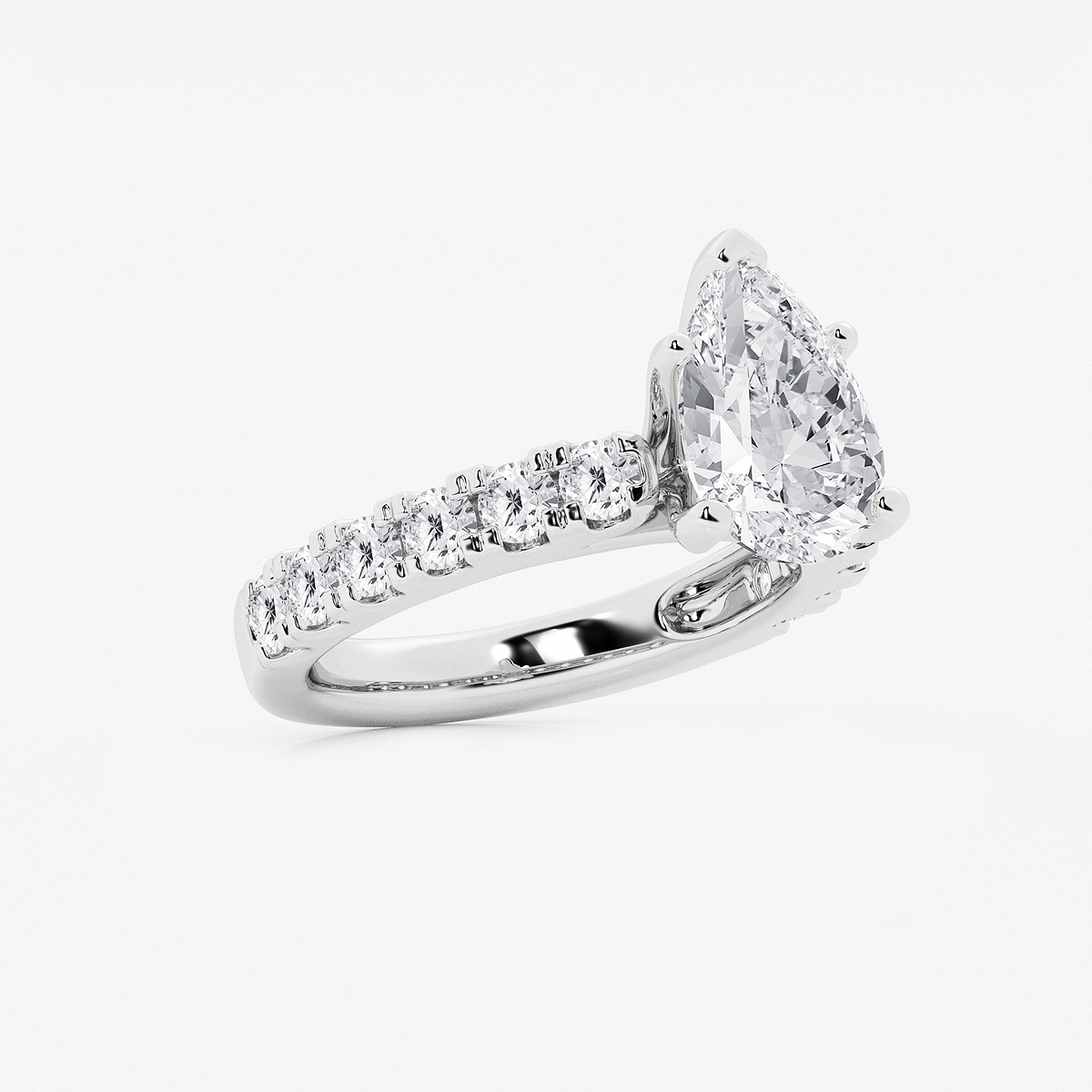 Additional Image 1 for  4 ctw Pear Lab Grown Diamond Engagement Ring with Split Prong Side Accents