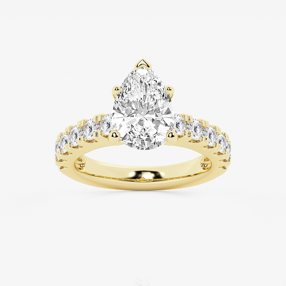4 ctw Pear Lab Grown Diamond Engagement Ring with Split Prong Side Accents
