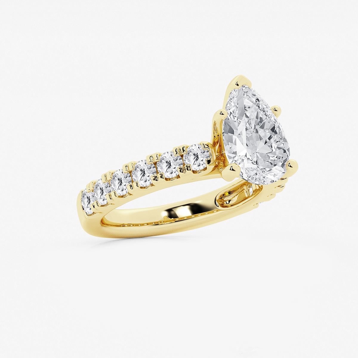 Additional Image 1 for  4 ctw Pear Lab Grown Diamond Engagement Ring with Split Prong Side Accents