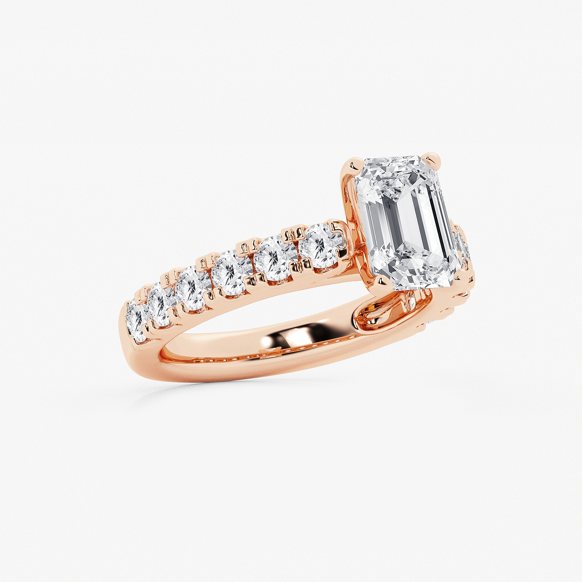 Additional Image 1 for  3 1/2 ctw Emerald Lab Grown Diamond Engagement Ring with Split Prong Side Accents