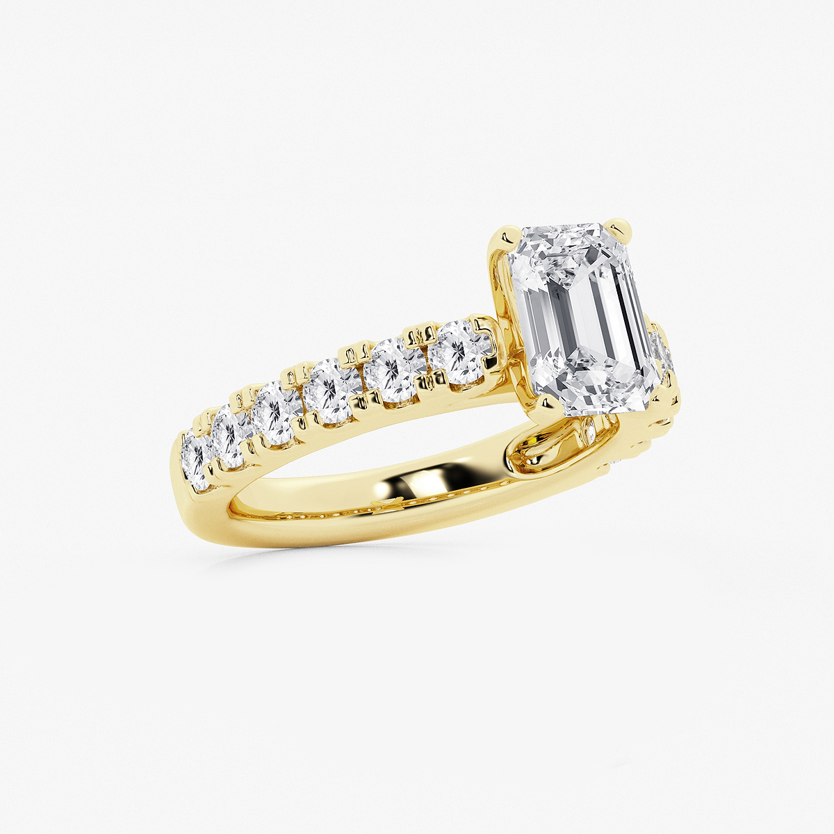 Additional Image 1 for  3 1/2 ctw Emerald Lab Grown Diamond Engagement Ring with Split Prong Side Accents