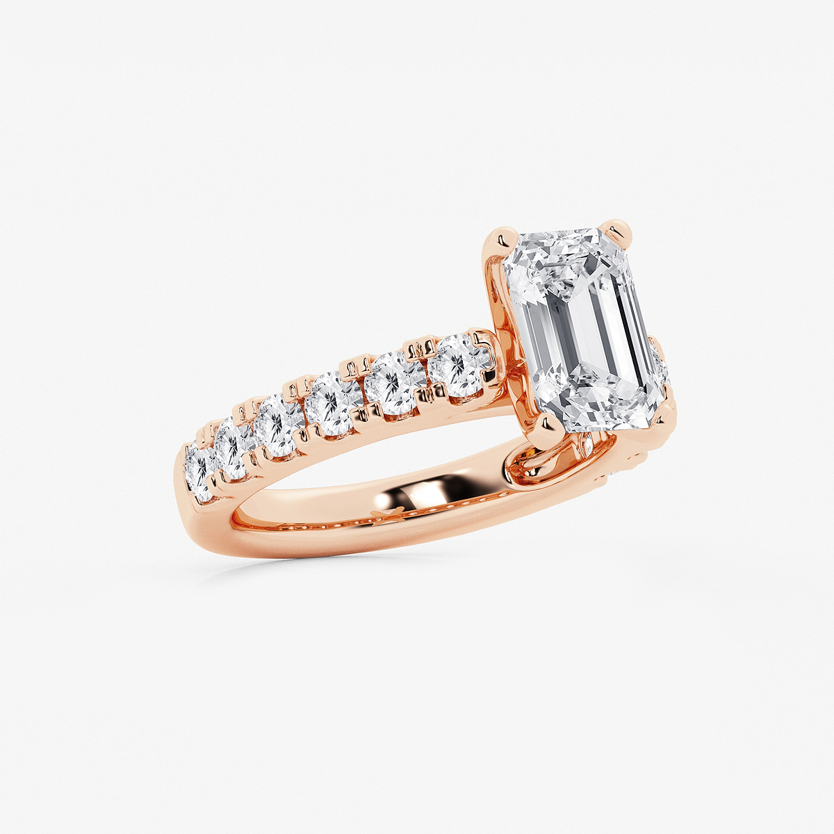 Additional Image 1 for  4 ctw Emerald Lab Grown Diamond Engagement Ring with Split Prong Side Accents