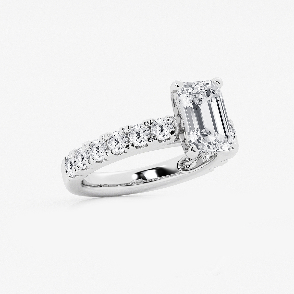 Additional Image 1 for  4 ctw Emerald Lab Grown Diamond Engagement Ring with Split Prong Side Accents
