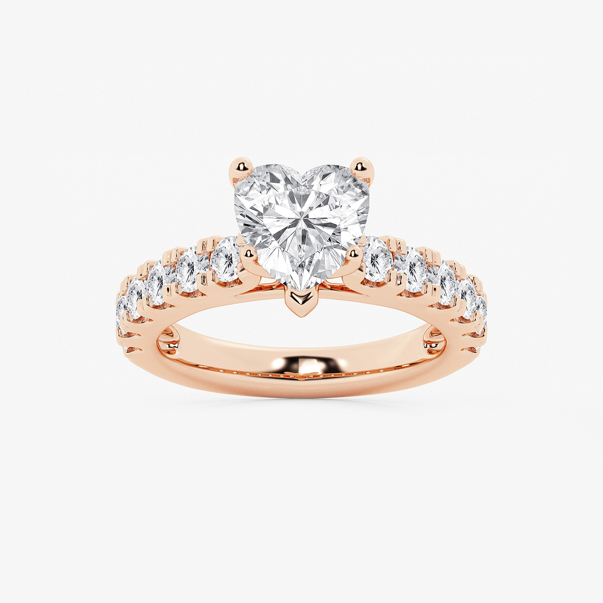 3 1/2 ctw Heart Lab Grown Diamond Engagement Ring with Split Prong Side Accents