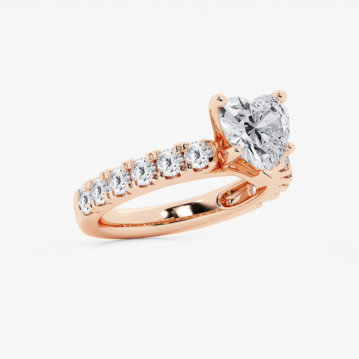 Additional Image 1 for  3 1/2 ctw Heart Lab Grown Diamond Engagement Ring with Split Prong Side Accents