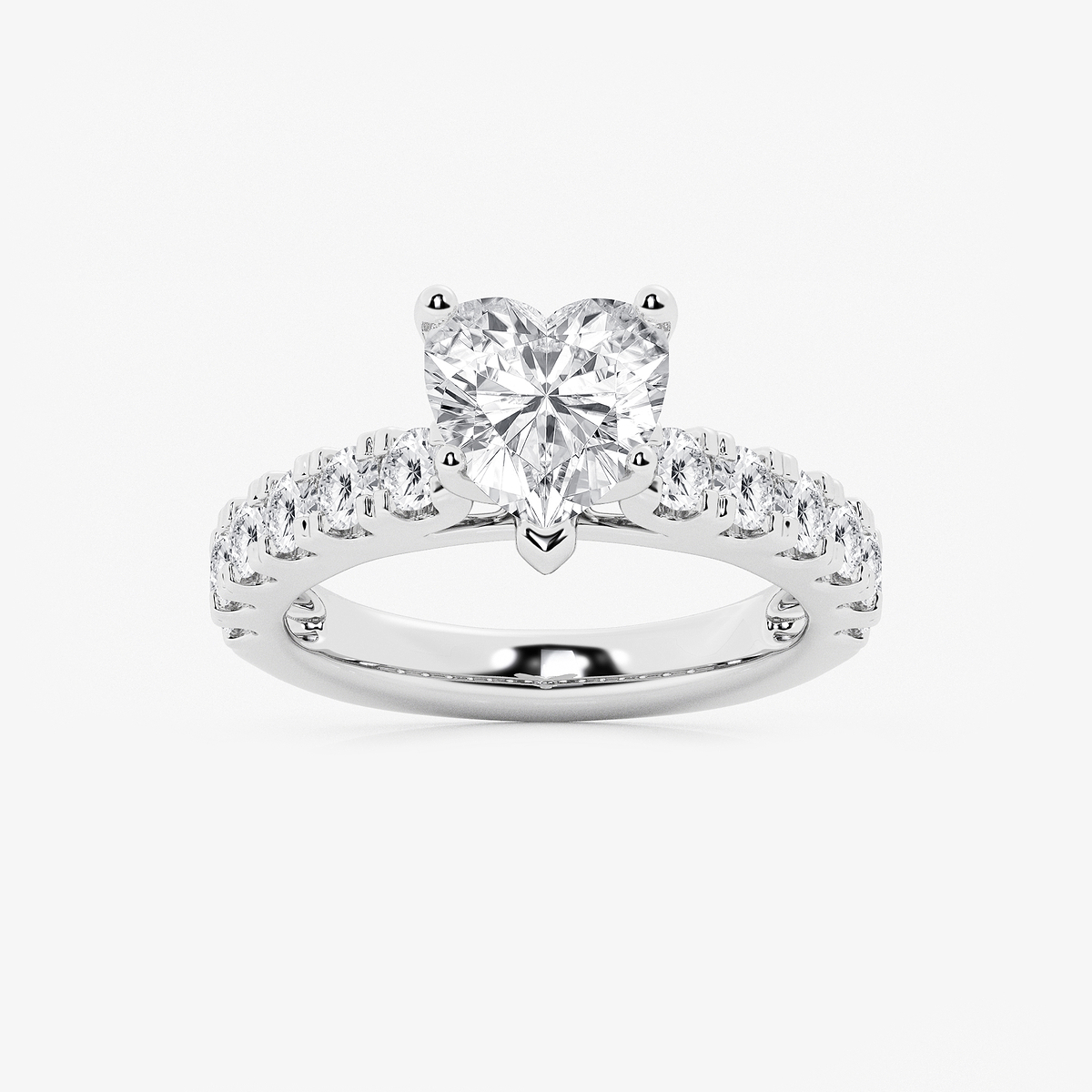 3 1/2 ctw Heart Lab Grown Diamond Engagement Ring with Split Prong Side Accents