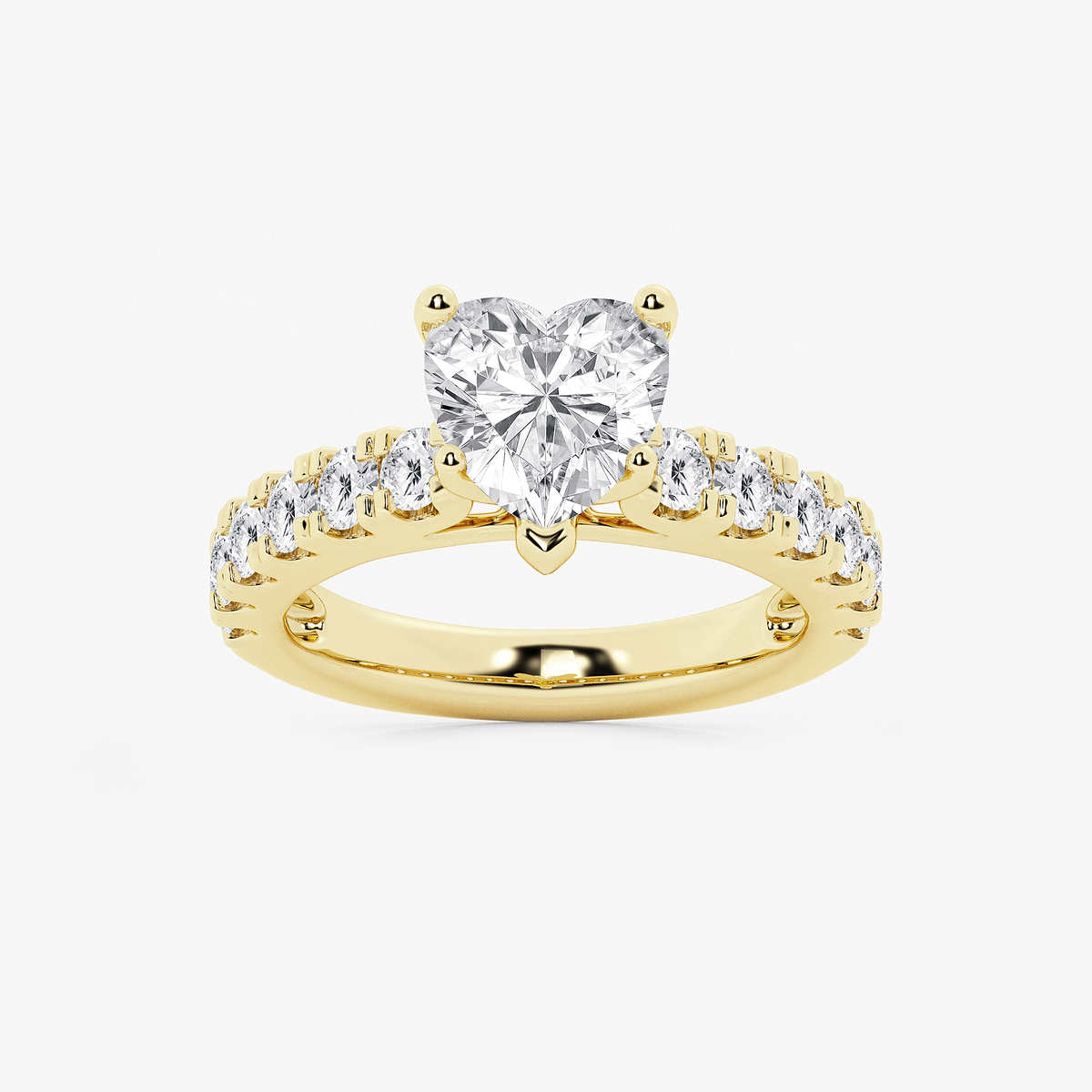 3 1/2 ctw Heart Lab Grown Diamond Engagement Ring with Split Prong Side Accents