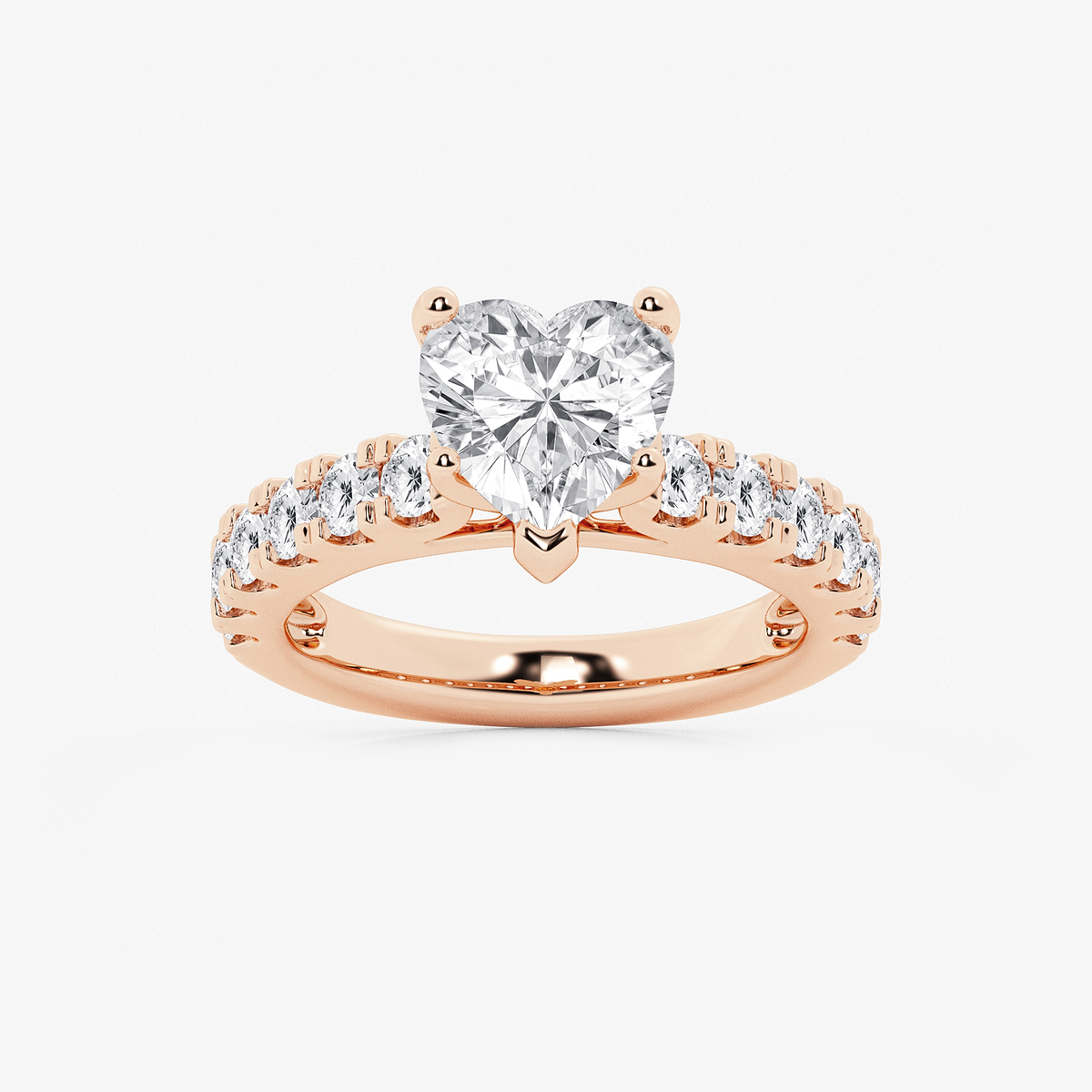 4 ctw Heart Lab Grown Diamond Engagement Ring with Split Prong Side Accents