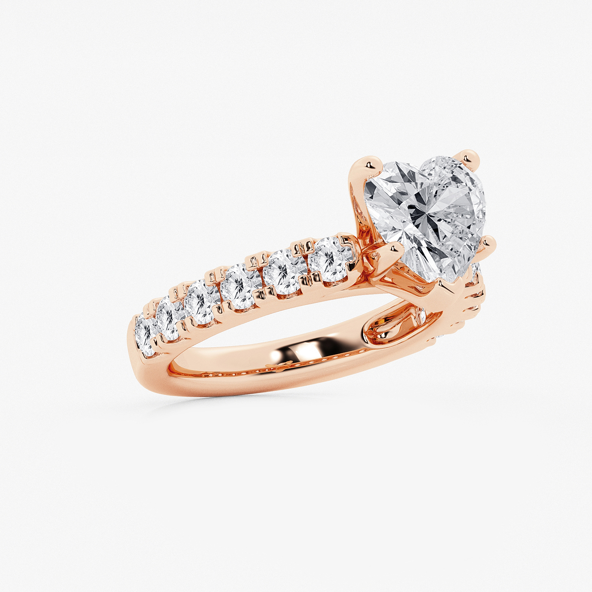 Additional Image 1 for  4 ctw Heart Lab Grown Diamond Engagement Ring with Split Prong Side Accents
