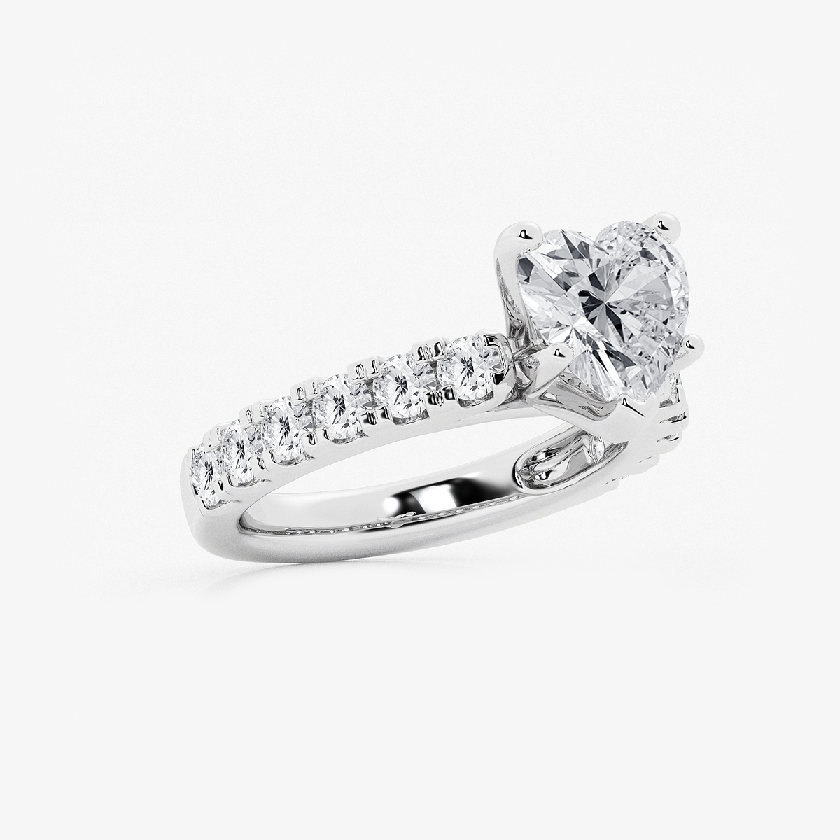 Additional Image 1 for  4 ctw Heart Lab Grown Diamond Engagement Ring with Split Prong Side Accents