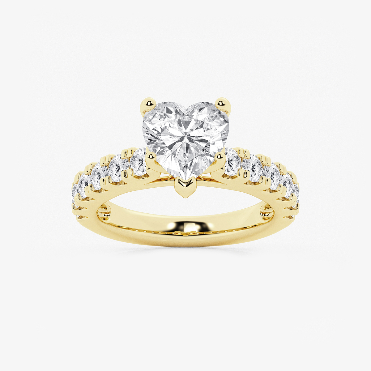 4 ctw Heart Lab Grown Diamond Engagement Ring with Split Prong Side Accents