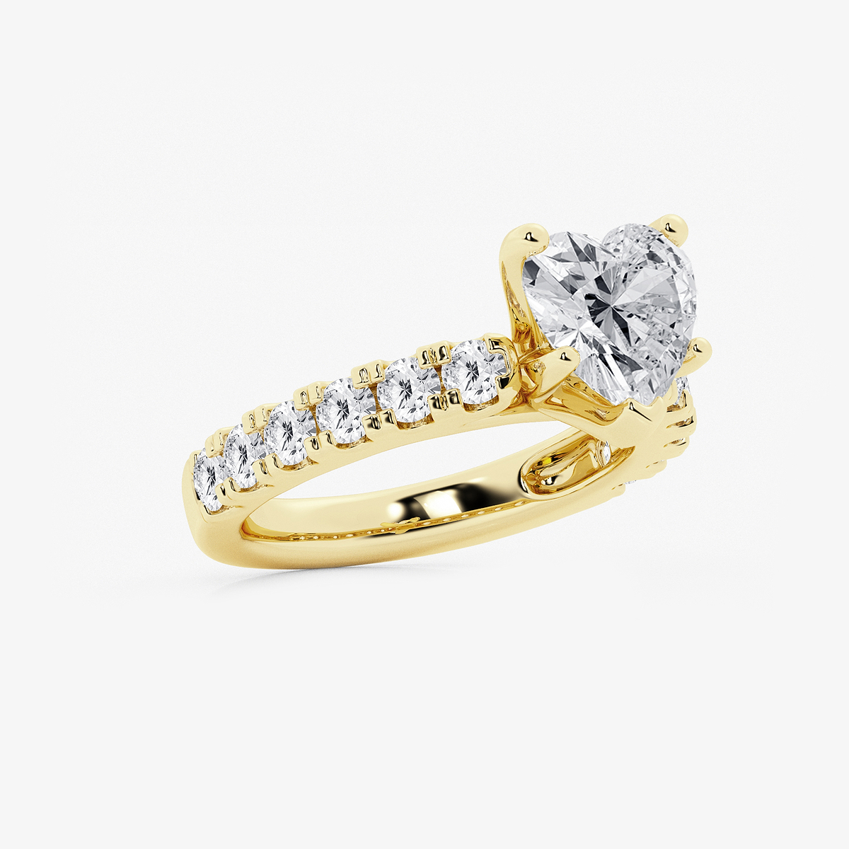 Additional Image 1 for  4 ctw Heart Lab Grown Diamond Engagement Ring with Split Prong Side Accents