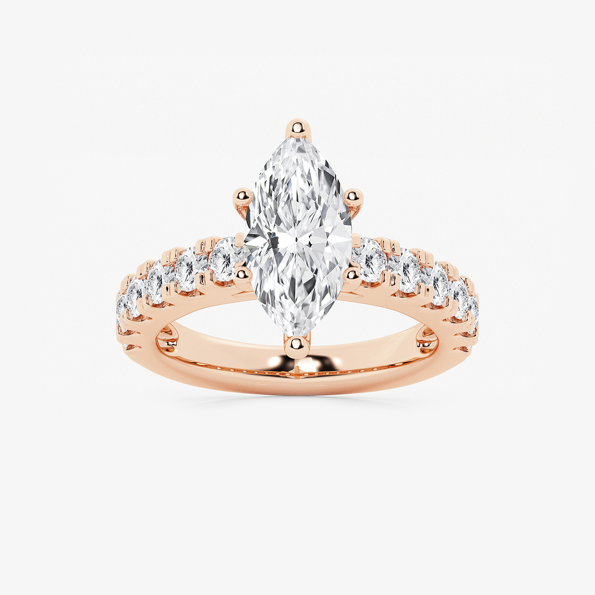 3 1/2 ctw Marquise Lab Grown Diamond Engagement Ring with Split Prong Side Accents