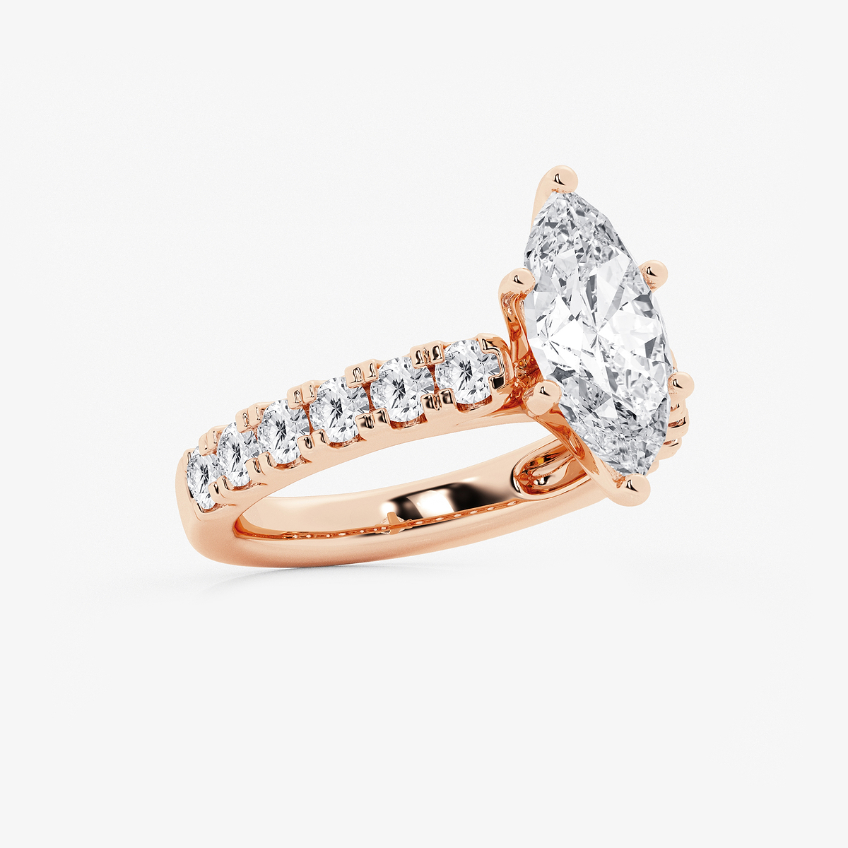 Additional Image 1 for  3 1/2 ctw Marquise Lab Grown Diamond Engagement Ring with Split Prong Side Accents