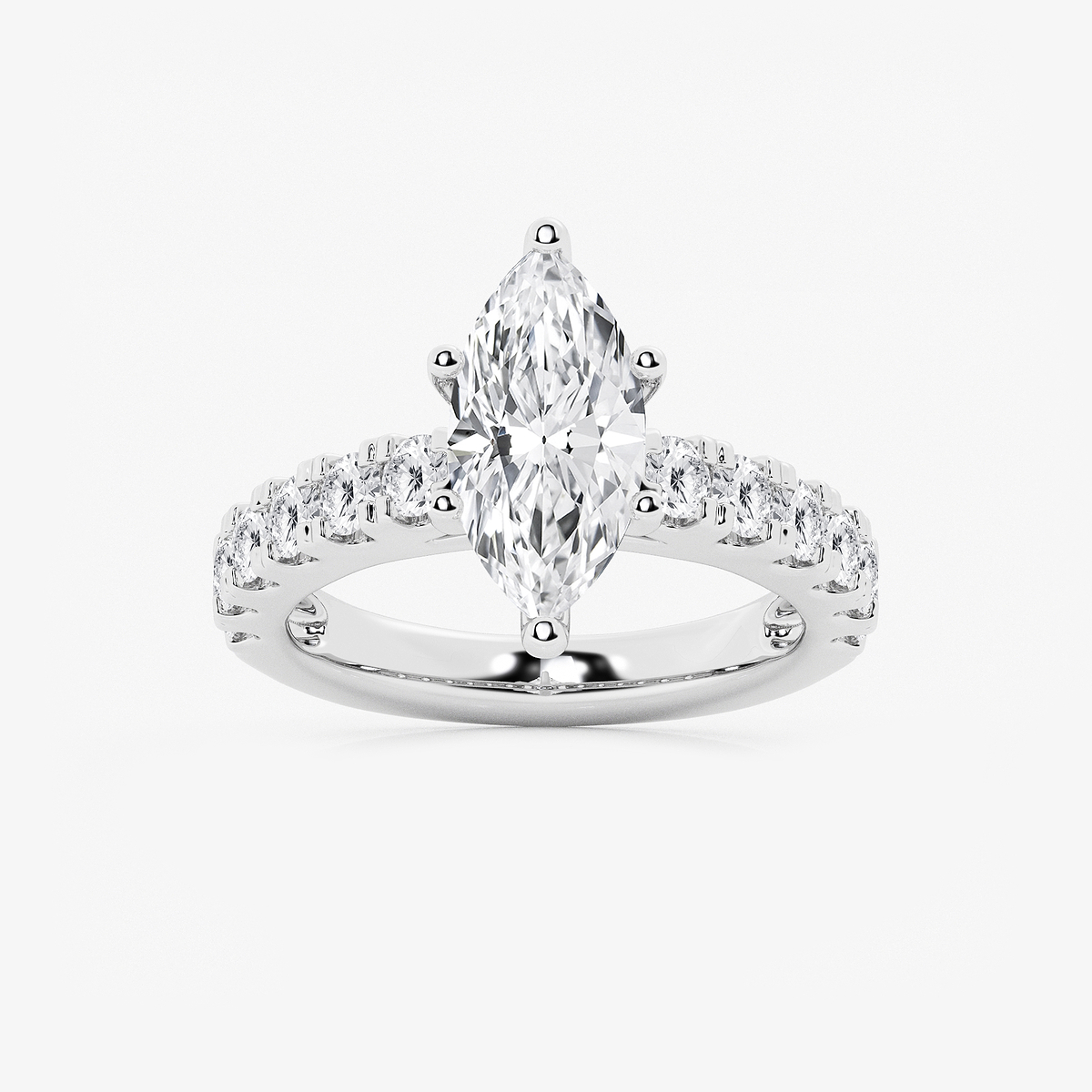 3 1/2 ctw Marquise Lab Grown Diamond Engagement Ring with Split Prong Side Accents