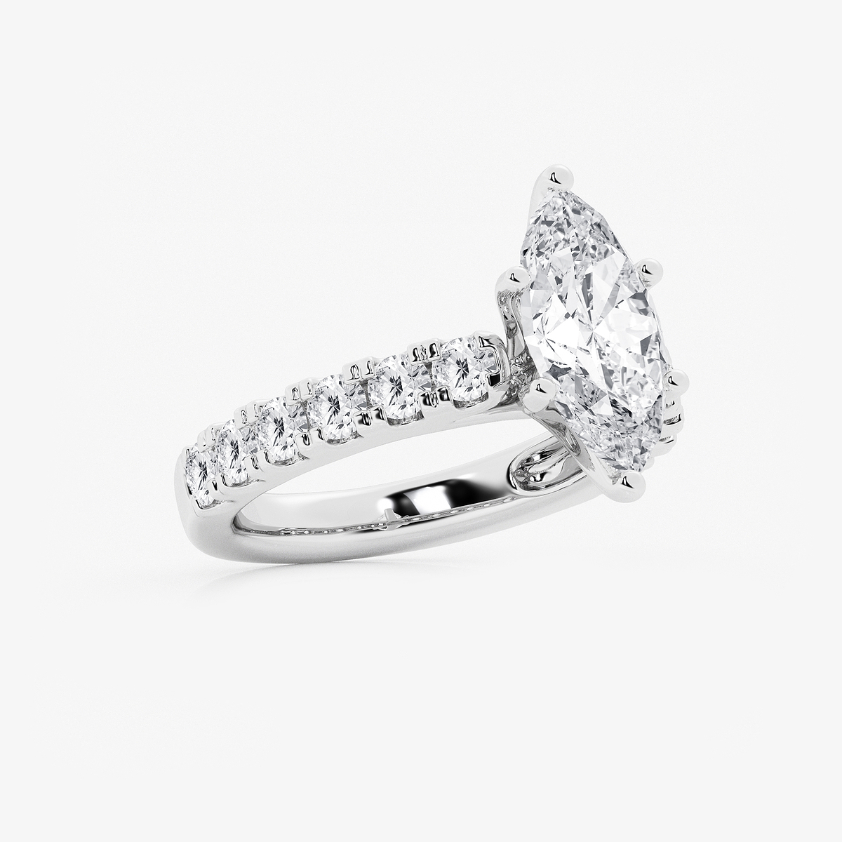 Additional Image 1 for  3 1/2 ctw Marquise Lab Grown Diamond Engagement Ring with Split Prong Side Accents
