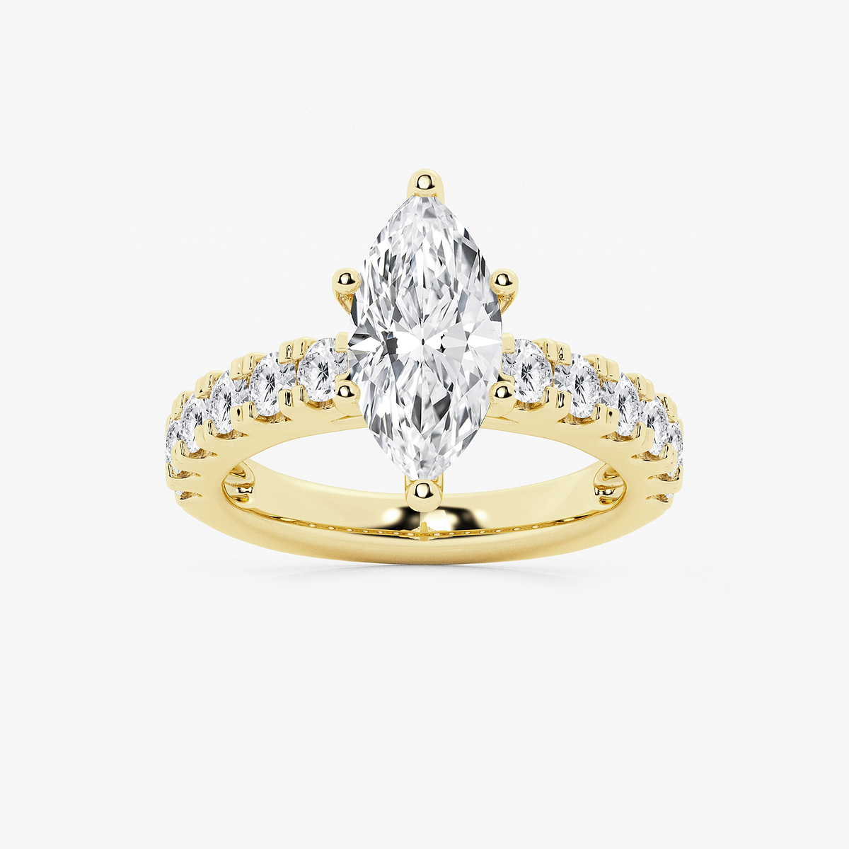 3 1/2 ctw Marquise Lab Grown Diamond Engagement Ring with Split Prong Side Accents