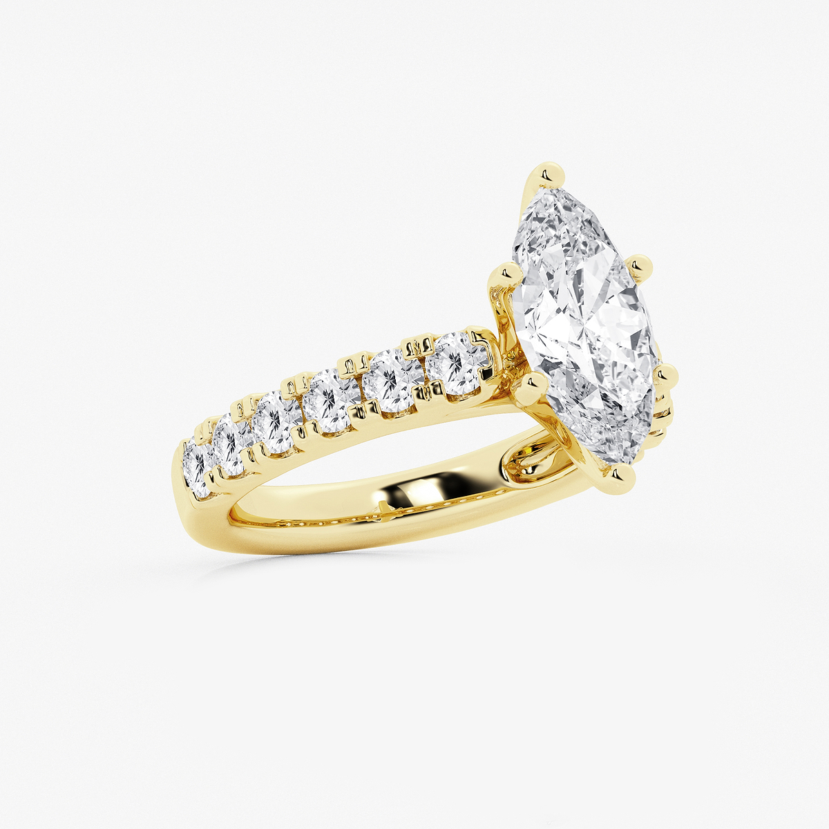 Additional Image 1 for  3 1/2 ctw Marquise Lab Grown Diamond Engagement Ring with Split Prong Side Accents