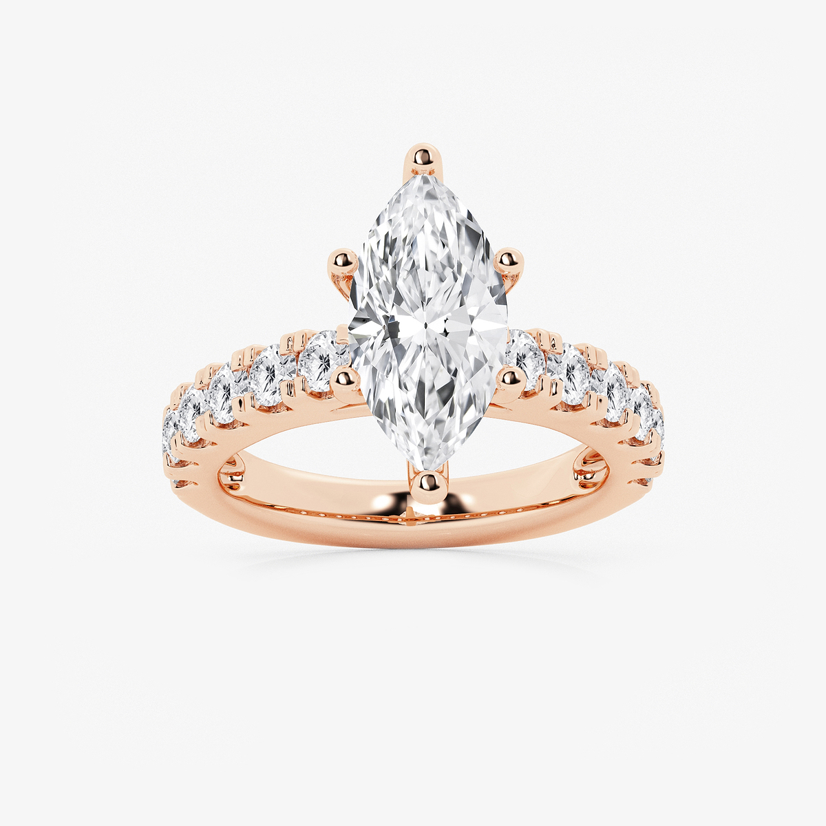 4 ctw Marquise Lab Grown Diamond Engagement Ring with Split Prong Side Accents