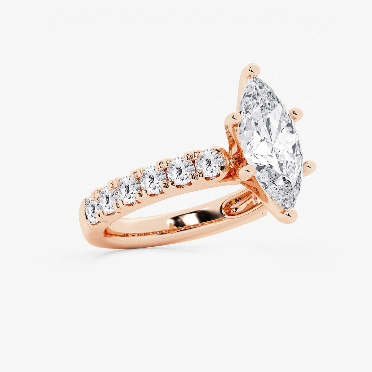 Additional Image 1 for  4 ctw Marquise Lab Grown Diamond Engagement Ring with Split Prong Side Accents