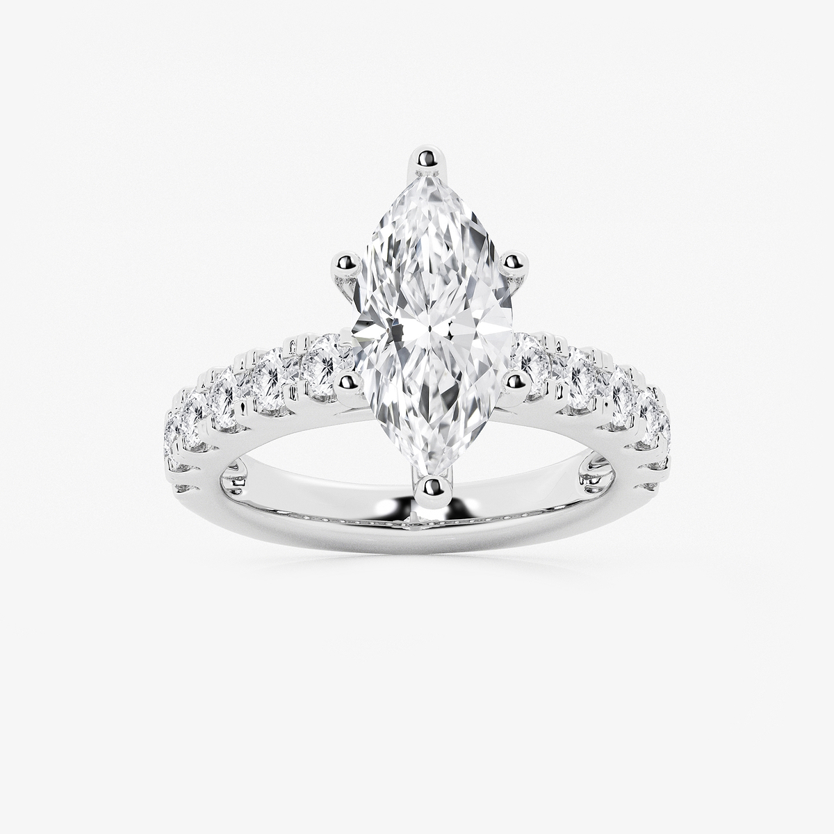 4 ctw Marquise Lab Grown Diamond Engagement Ring with Split Prong Side Accents