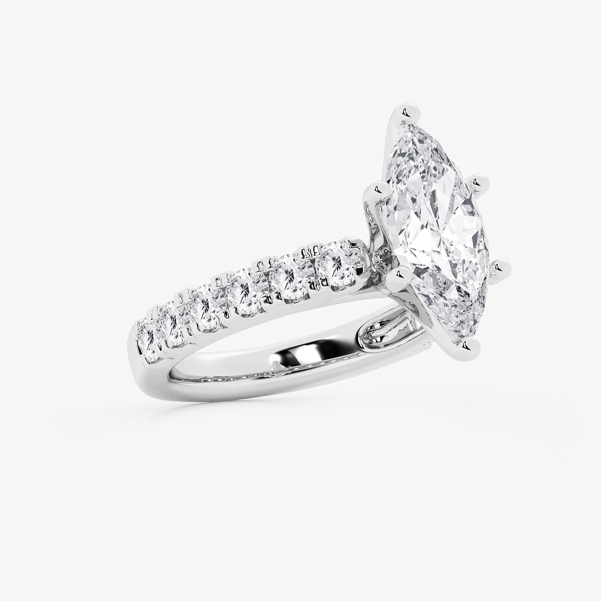 Additional Image 1 for  4 ctw Marquise Lab Grown Diamond Engagement Ring with Split Prong Side Accents