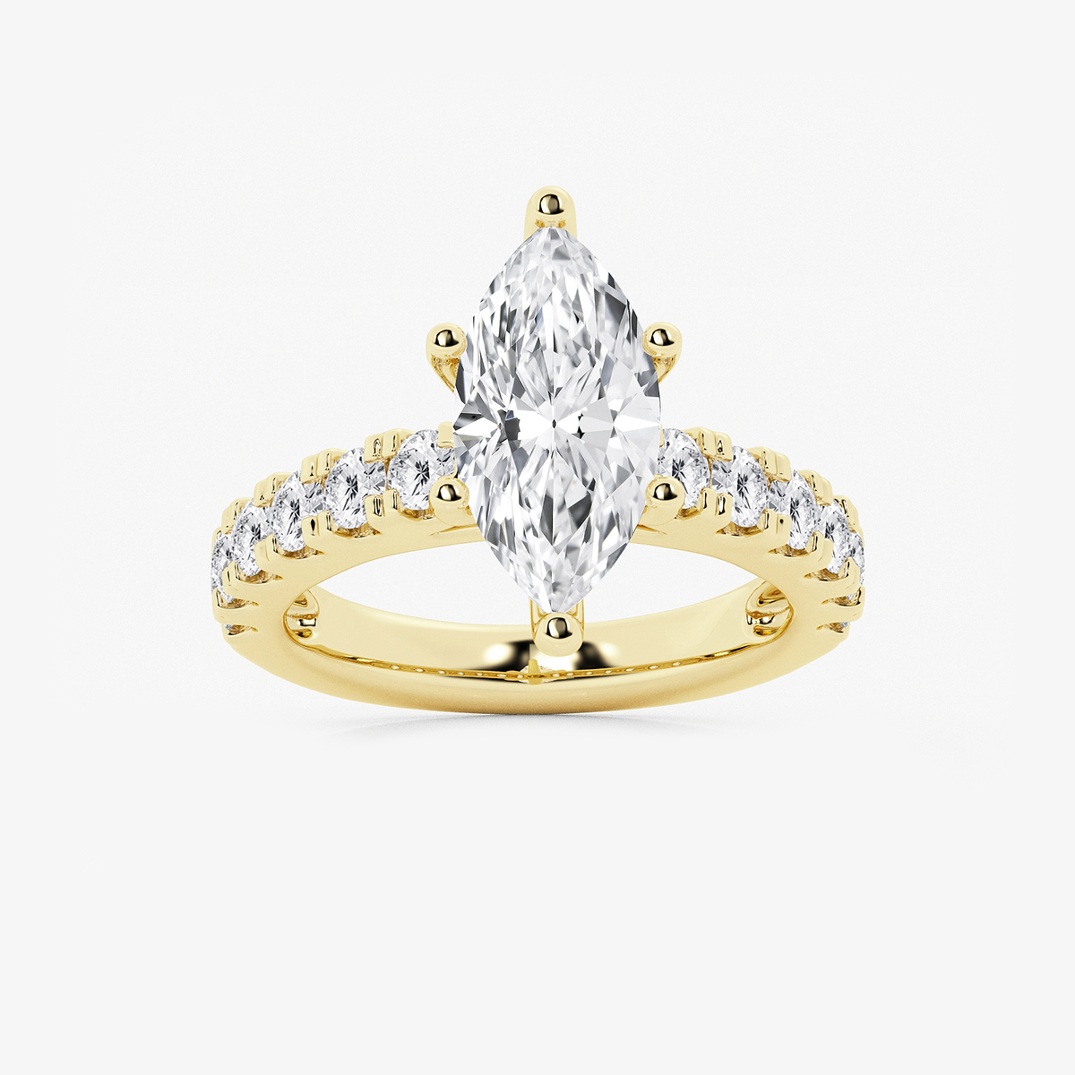 4 ctw Marquise Lab Grown Diamond Engagement Ring with Split Prong Side Accents