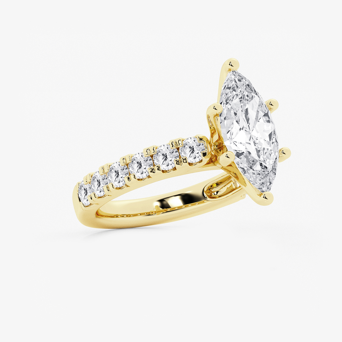 Additional Image 1 for  4 ctw Marquise Lab Grown Diamond Engagement Ring with Split Prong Side Accents