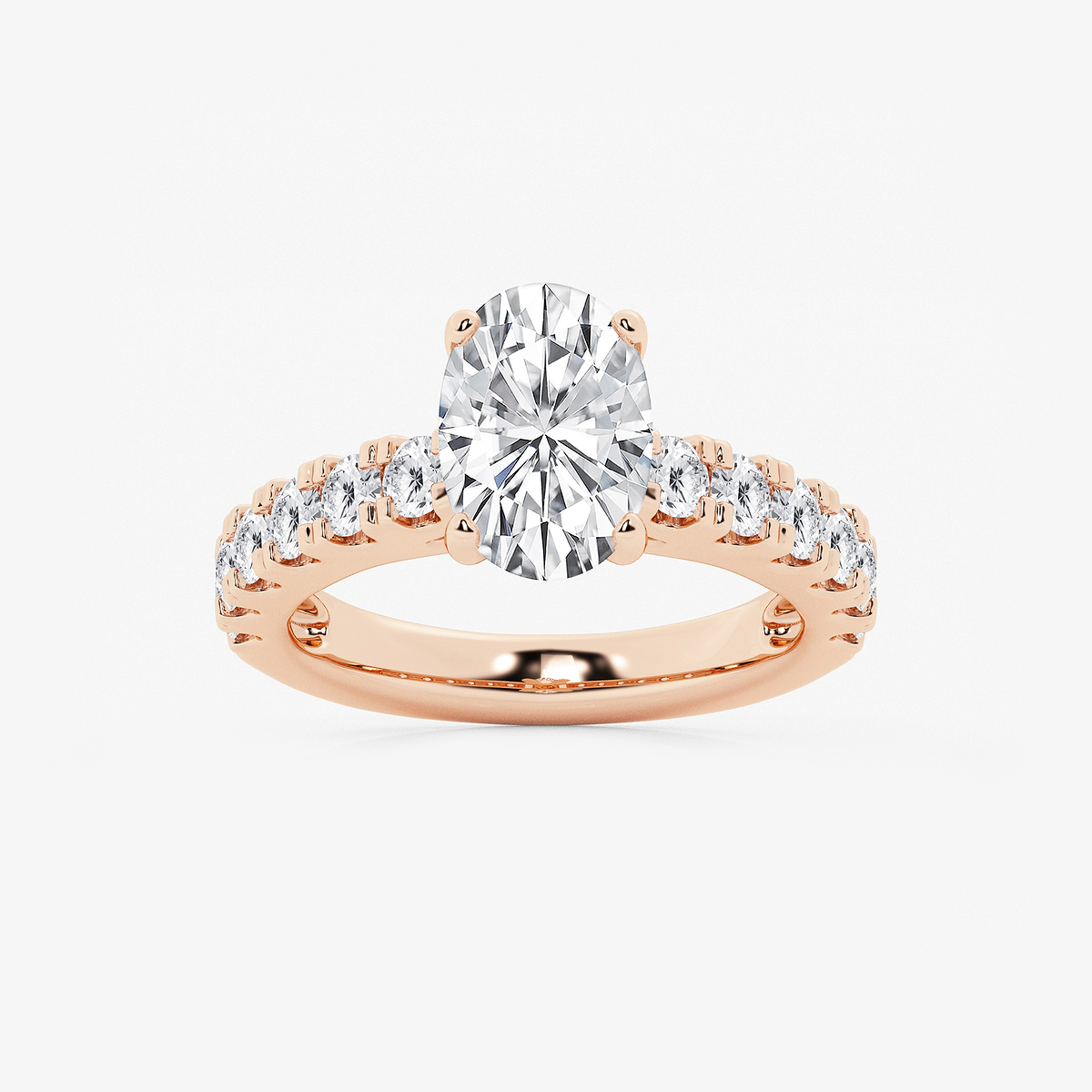 3 1/2 ctw Oval Lab Grown Diamond Engagement Ring with Split Prong Side Accents