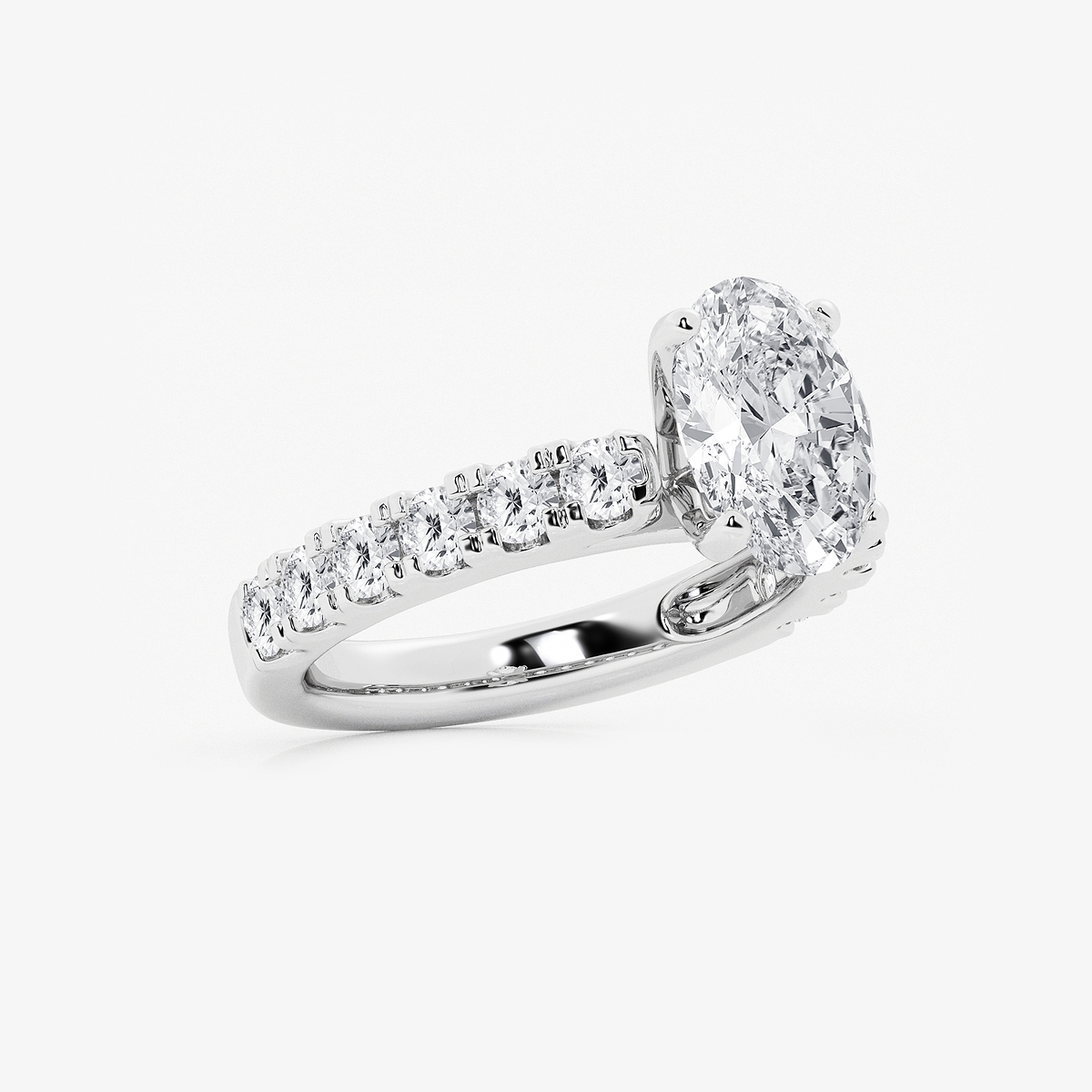 Additional Image 1 for  3 1/2 ctw Oval Lab Grown Diamond Engagement Ring with Split Prong Side Accents