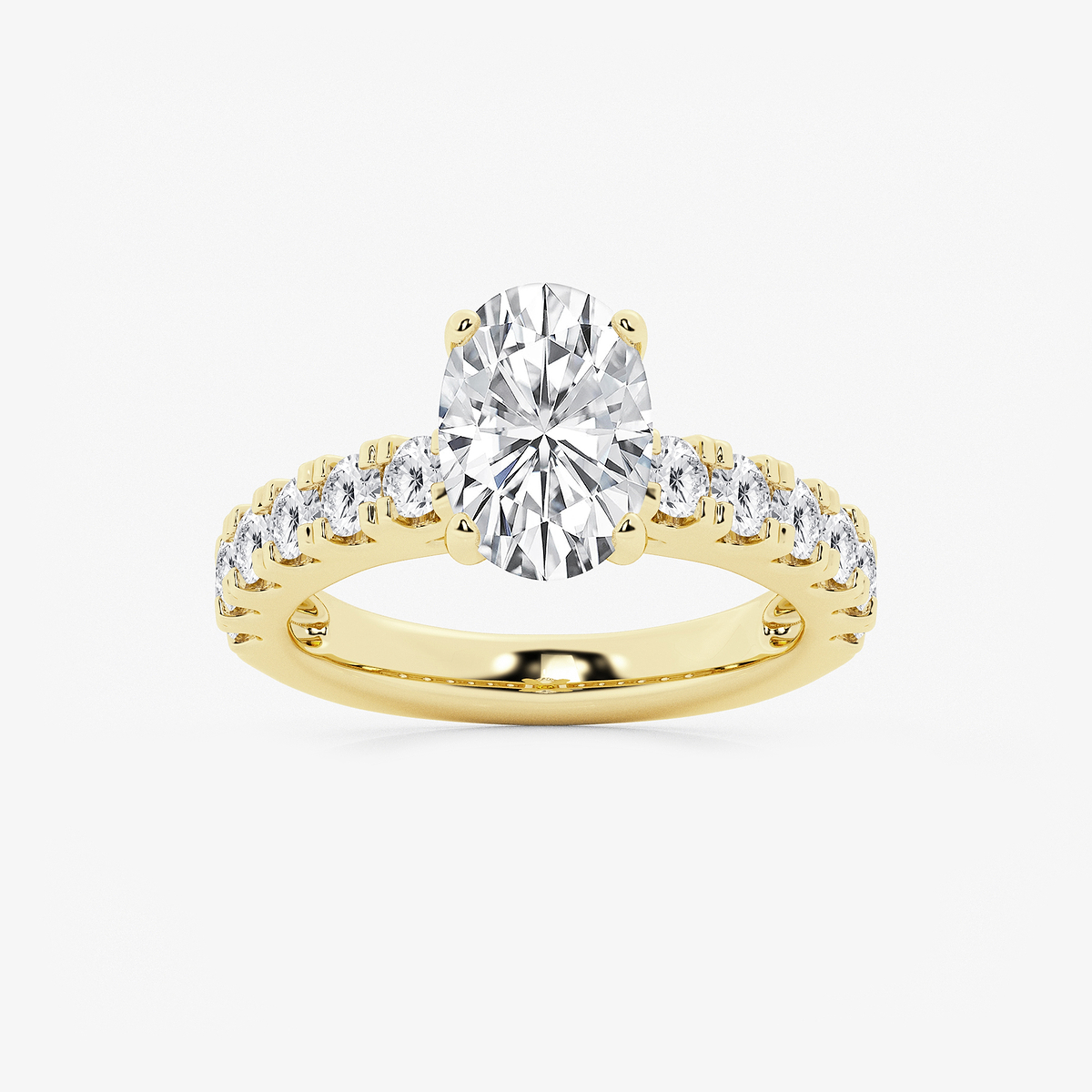 3 1/2 ctw Oval Lab Grown Diamond Engagement Ring with Split Prong Side Accents