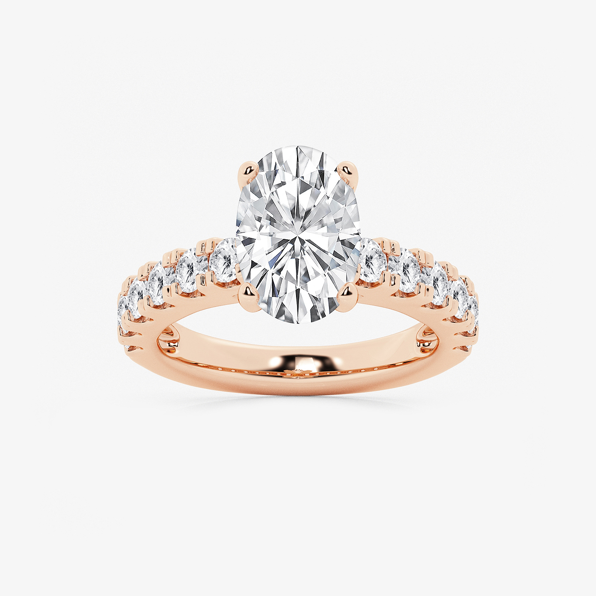 4 ctw Oval Lab Grown Diamond Engagement Ring with Split Prong Side Accents