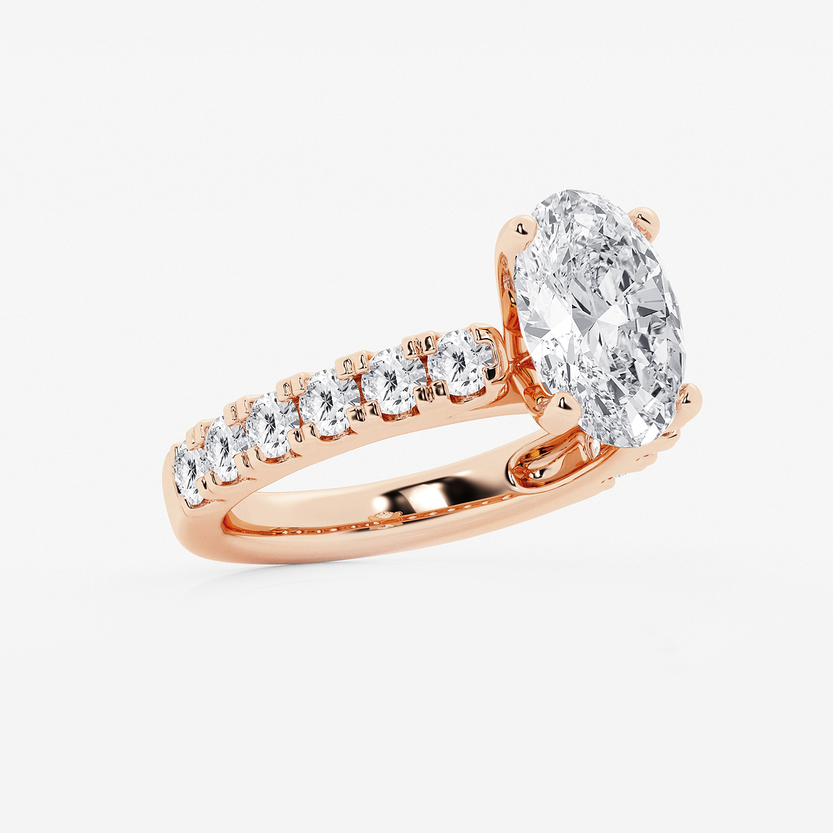 Additional Image 1 for  4 ctw Oval Lab Grown Diamond Engagement Ring with Split Prong Side Accents