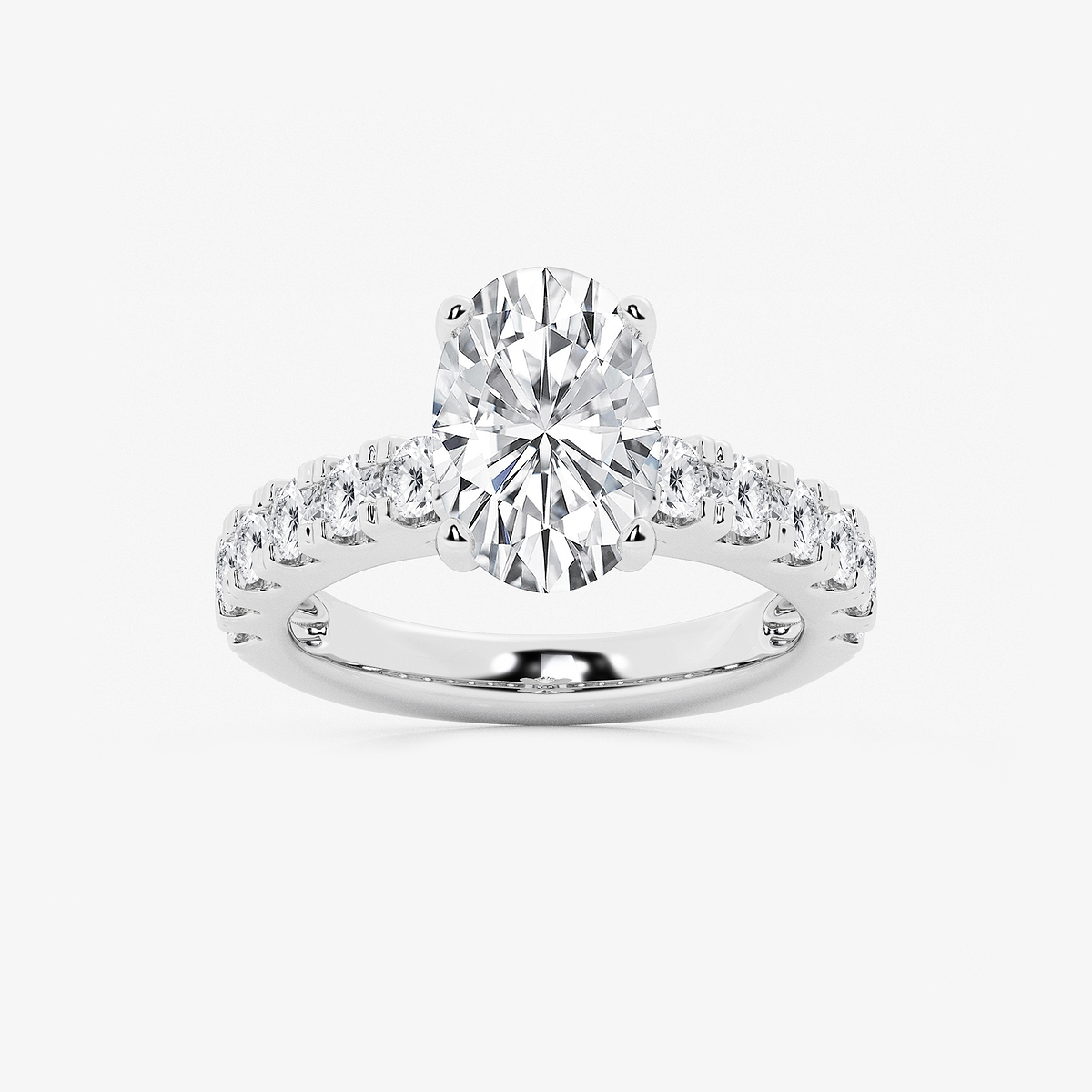 4 ctw Oval Lab Grown Diamond Engagement Ring with Split Prong Side Accents