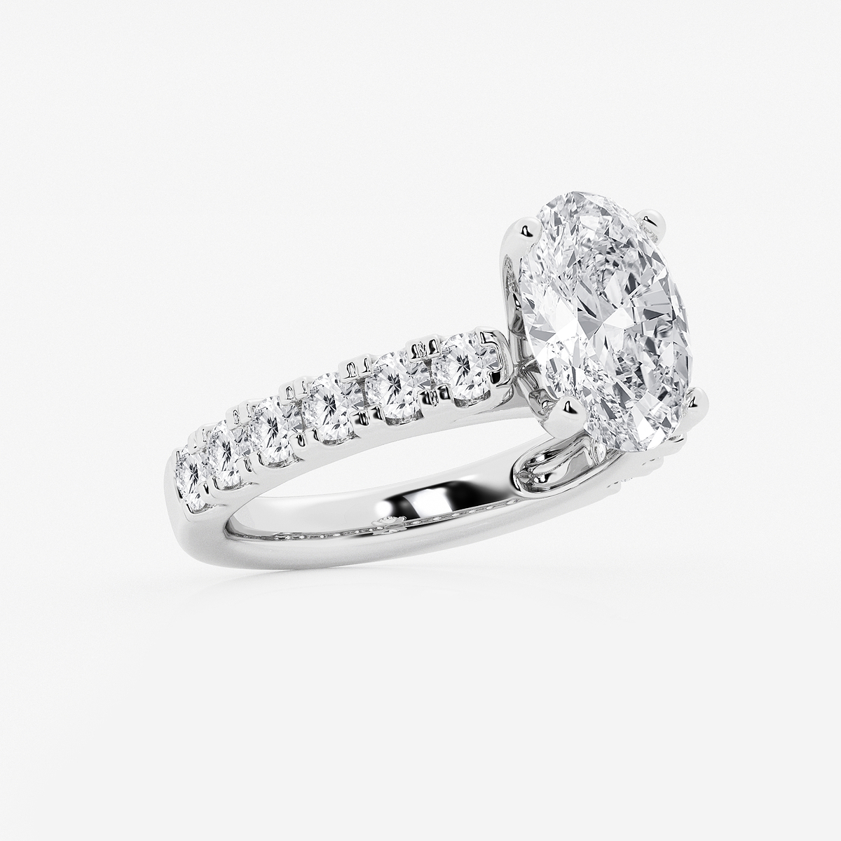 Additional Image 1 for  4 ctw Oval Lab Grown Diamond Engagement Ring with Split Prong Side Accents