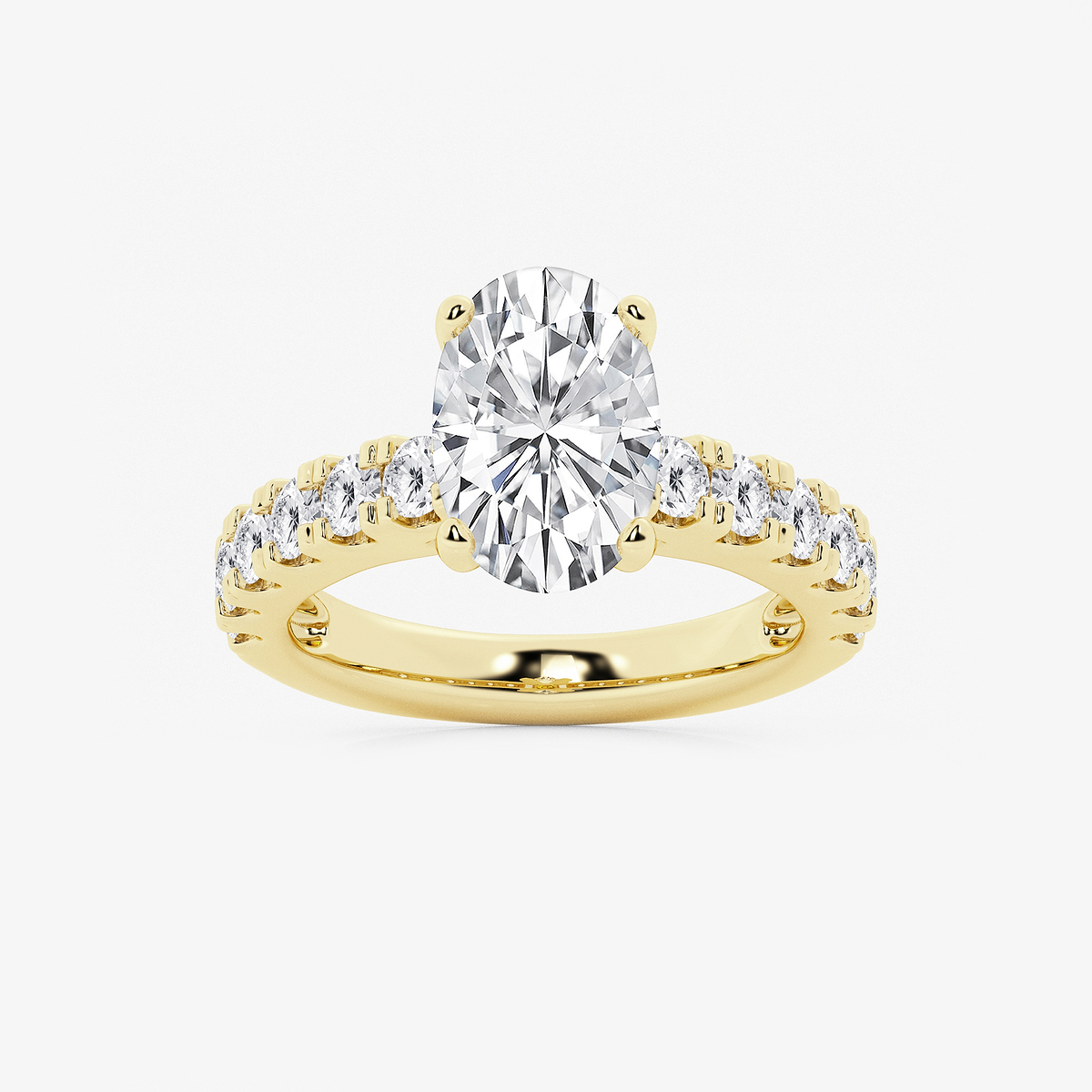 4 ctw Oval Lab Grown Diamond Engagement Ring with Split Prong Side Accents