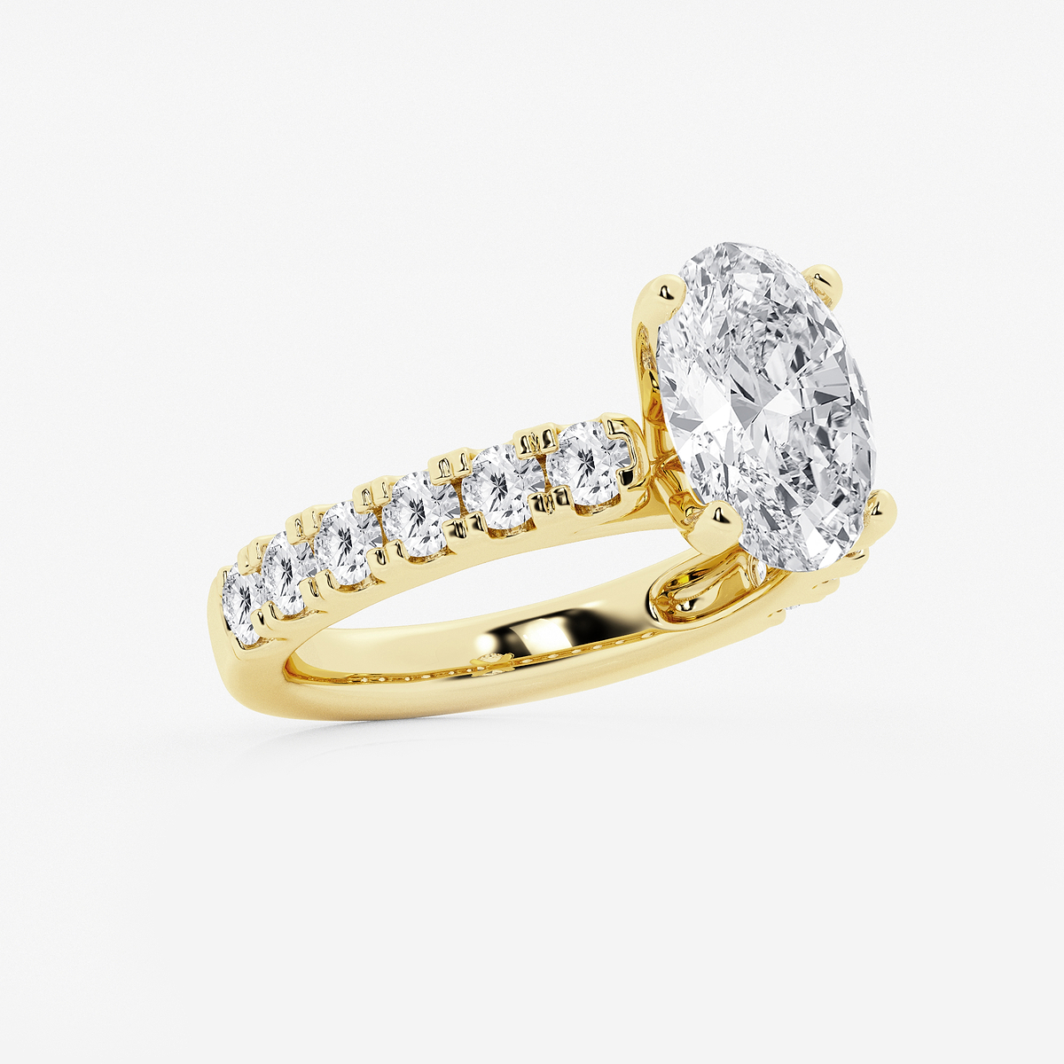 Additional Image 1 for  4 ctw Oval Lab Grown Diamond Engagement Ring with Split Prong Side Accents