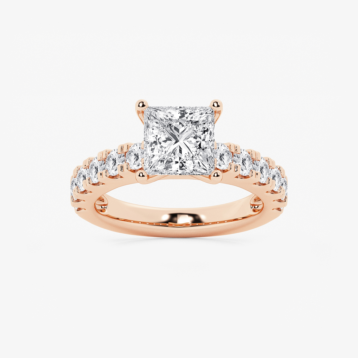 3 1/2 ctw Princess Lab Grown Diamond Engagement Ring with Split Prong Side Accents