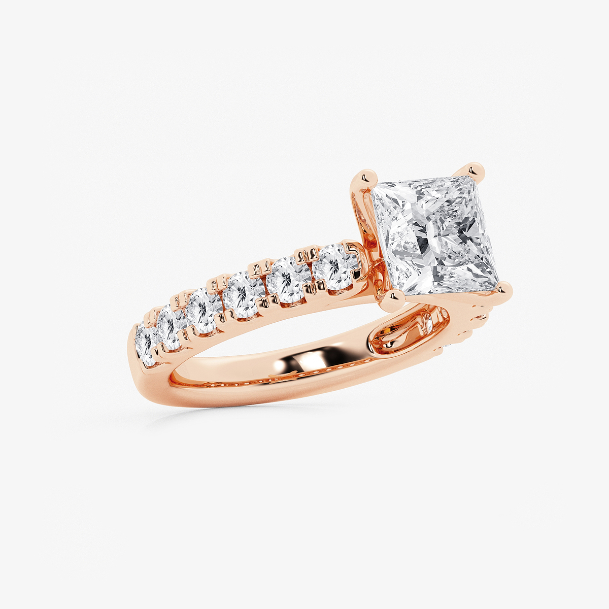 Additional Image 1 for  3 1/2 ctw Princess Lab Grown Diamond Engagement Ring with Split Prong Side Accents