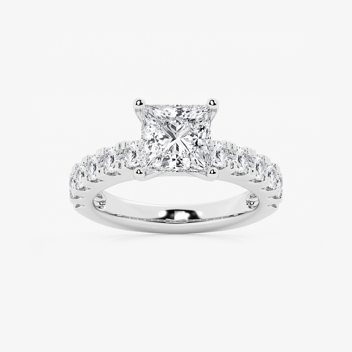 3 1/2 ctw Princess Lab Grown Diamond Engagement Ring with Split Prong Side Accents