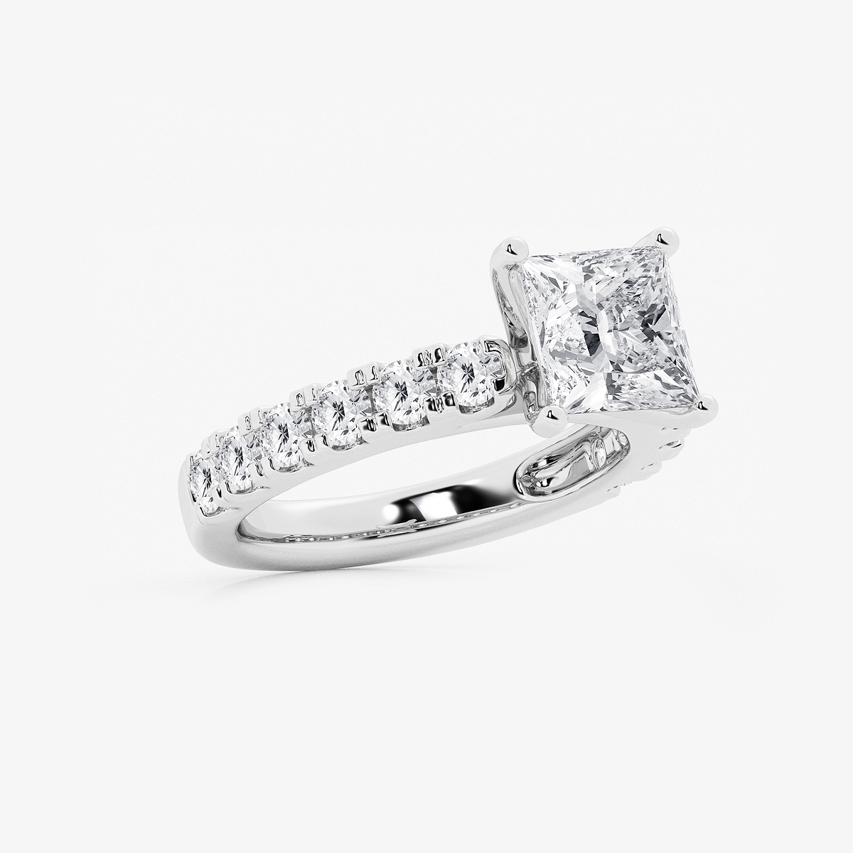 Additional Image 1 for  3 1/2 ctw Princess Lab Grown Diamond Engagement Ring with Split Prong Side Accents