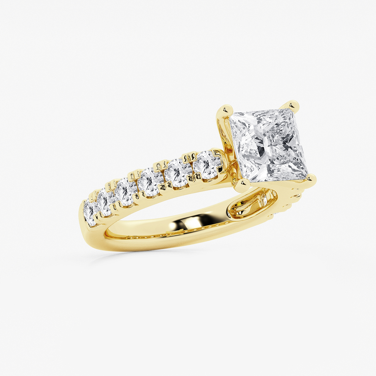 Additional Image 1 for  3 1/2 ctw Princess Lab Grown Diamond Engagement Ring with Split Prong Side Accents