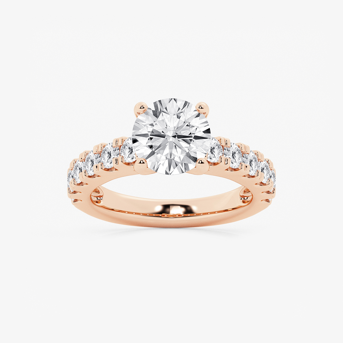 3 1/2 ctw Round Lab Grown Diamond Engagement Ring with Split Prong Side Accents