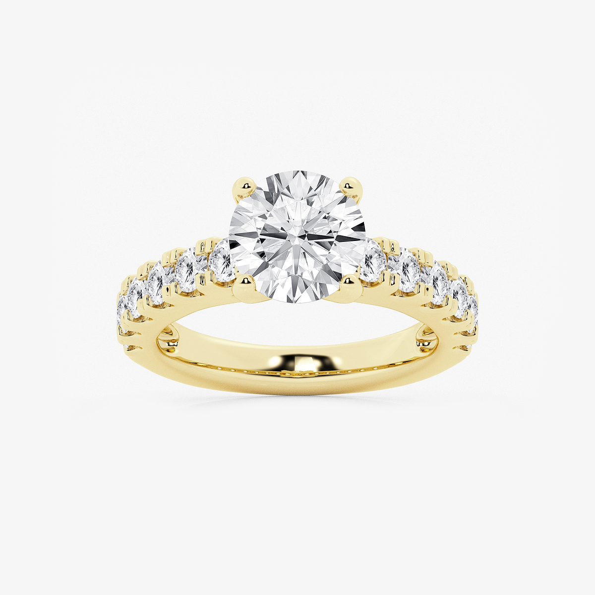 3 1/2 ctw Round Lab Grown Diamond Engagement Ring with Split Prong Side Accents