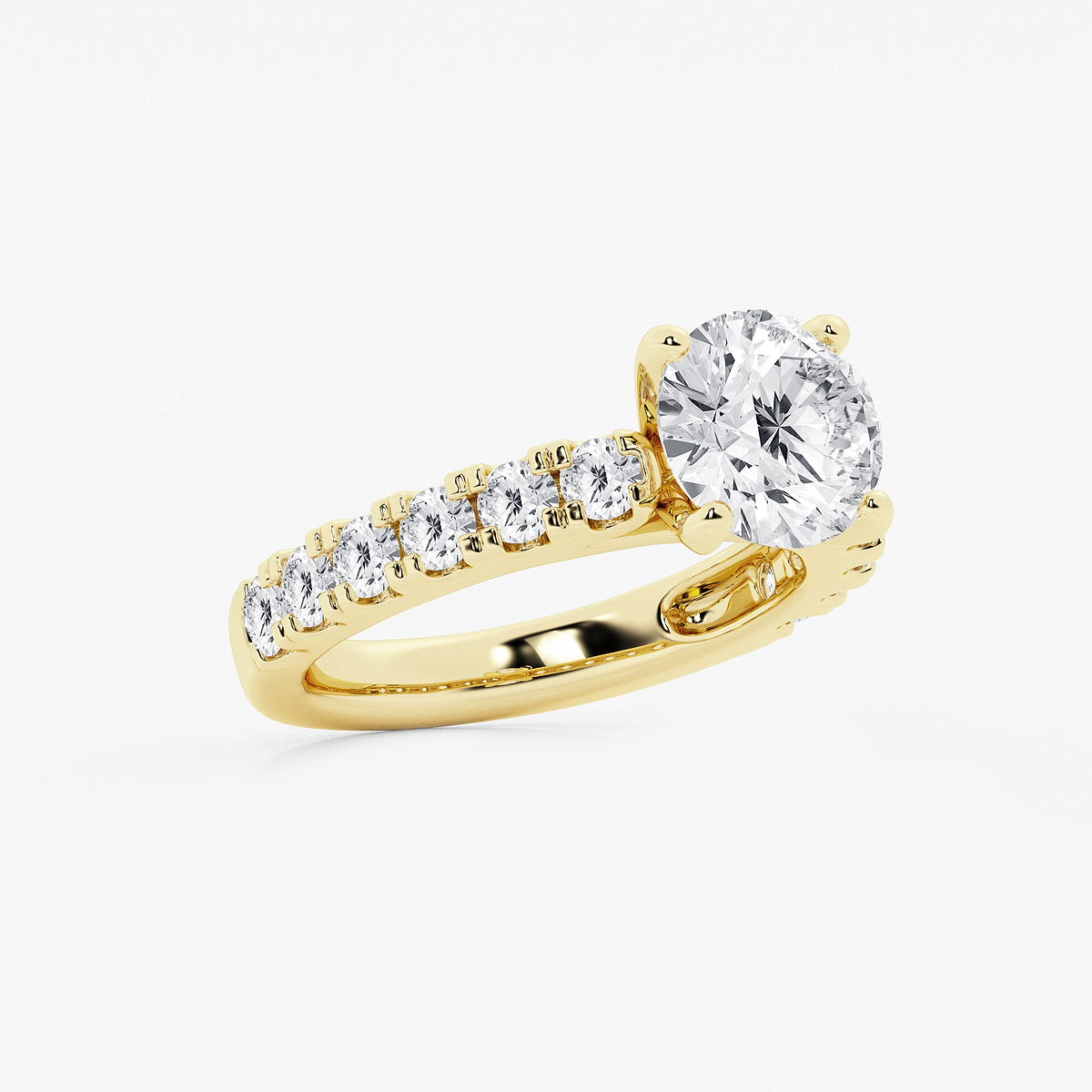 Additional Image 1 for  3 1/2 ctw Round Lab Grown Diamond Engagement Ring with Split Prong Side Accents