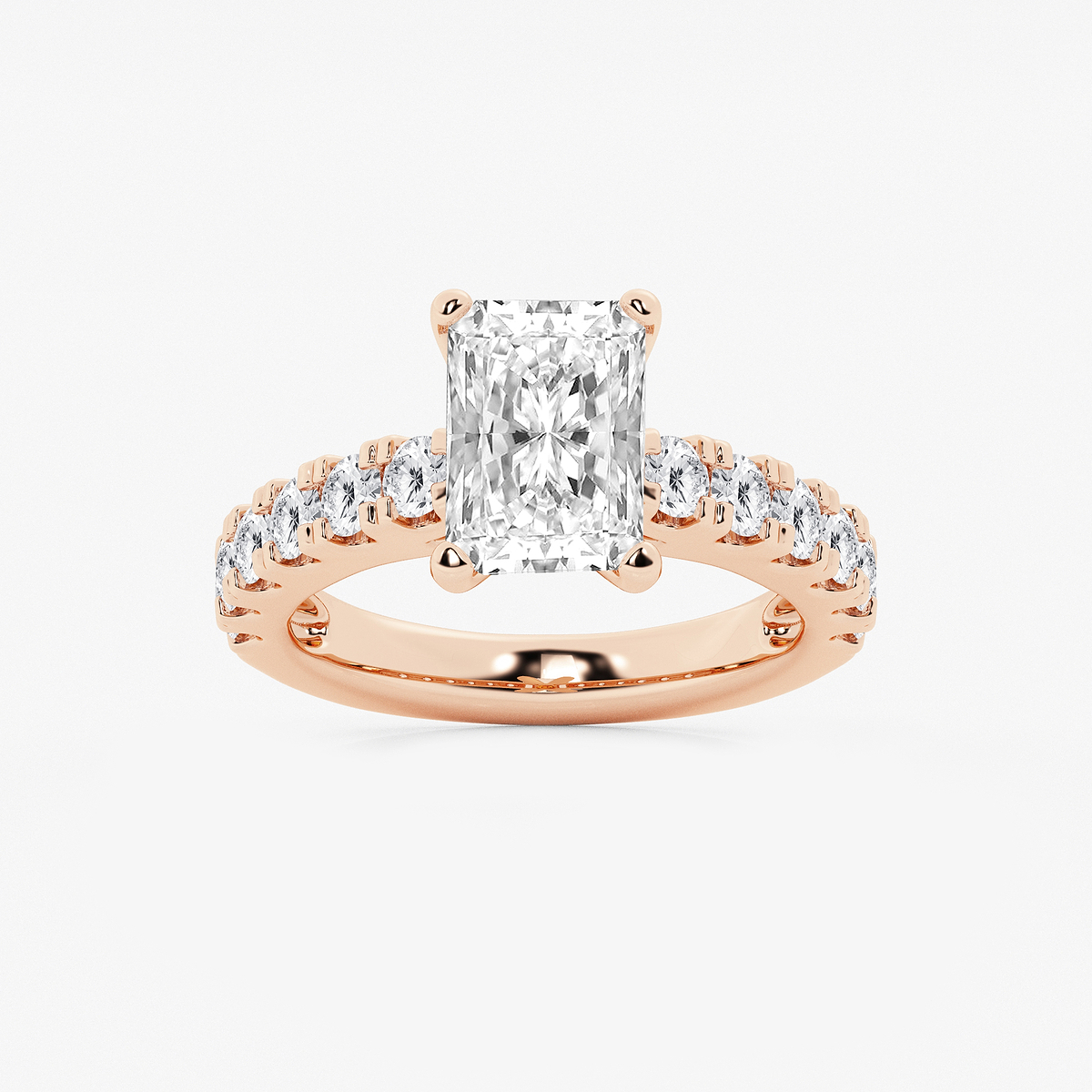 3 1/2 ctw Radiant Lab Grown Diamond Engagement Ring with Split Prong Side Accents